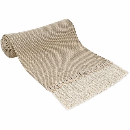 Tischläufer 3 m x 27 cm Beige im Boho-Style mit Stickerei & Fransen Tisch-Deko
