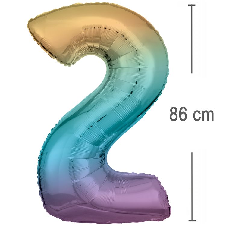 Folienballon Zahl 0-9 regenbogen-pastell 86 cm Geburtstag Party-Deko