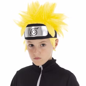 Naruto Shippuden Perücke gelb Kostüm-Zubehör für Kinder Manga-Perücke Kinder-Perücke für Jungen Fasching Karneval Mottoparty Kinderfasching Kindergeburtstag