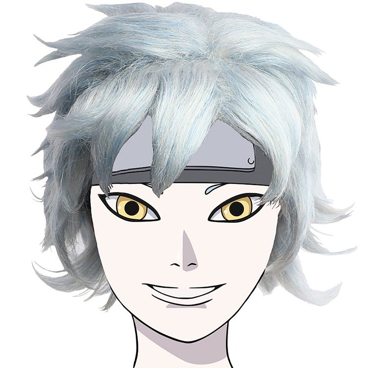 Mitsuki Perücke Manga weiß-hellblau Boruto Kostüm-Zubehör für Herren Naruto Next Generations Accessoire Fasching Karneval Manga-Frisur Cosplay Mottoparty