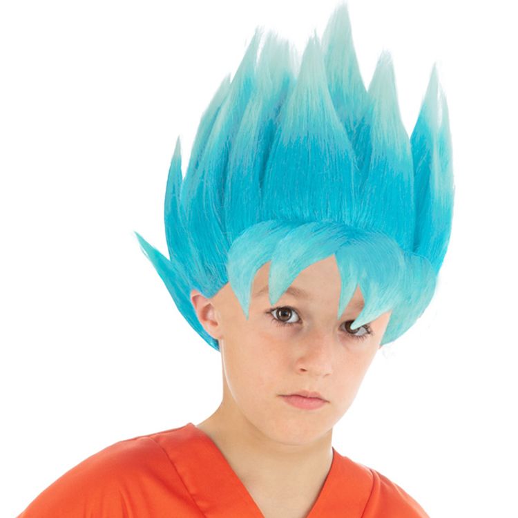 Dragonball Perücke hellblau Goku Saiyan Super für Kinder Kostüm-Zubehör Dragon Ball Super Lizenz-Perücke Fasching Karneval Kinderfasching Kindergeburtstag Mottoparty