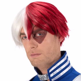 My Hero Academia Perücke Shoto Todoroki Manga-Perücke weiß-rot für Herren Fasching Karneval Mottoparty Anime Manga Paar- und Gruppenkostüm Cosplay