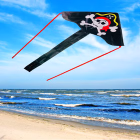 Drache Einleiner Pirat ab 4 Jahre 4 mm Fiberglass 85 x 200 cm Flugdrache Herbst Drachen steigen Ostsee Nordsee
