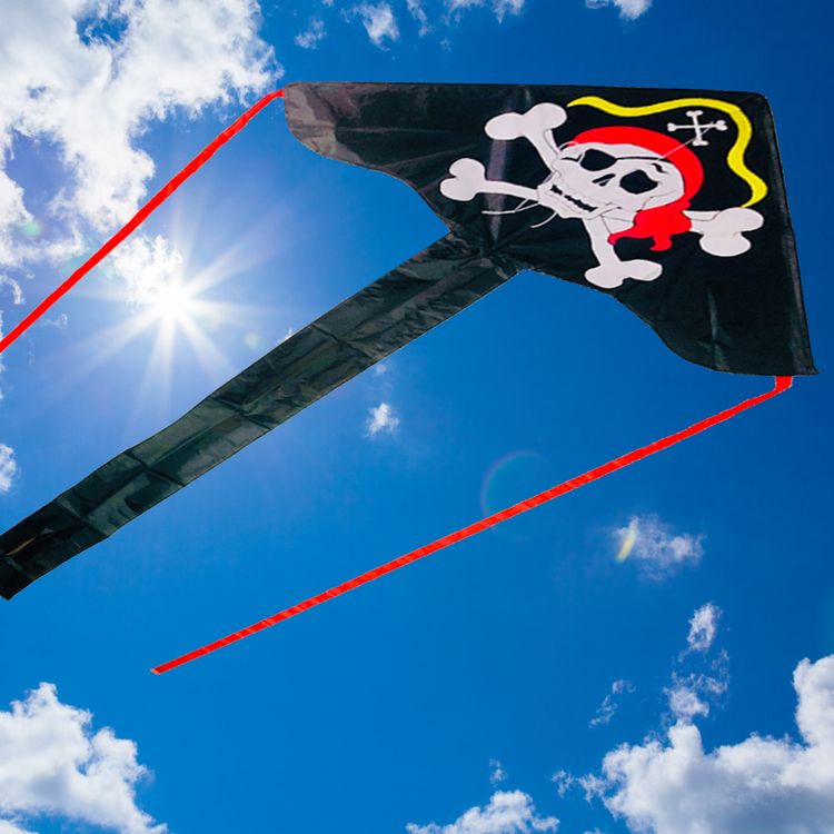 Drache Einleiner Pirat ab 4 Jahre 4 mm Fiberglass 85 x 200 cm Flugdrache Herbst Drachen steigen Ostsee Nordsee