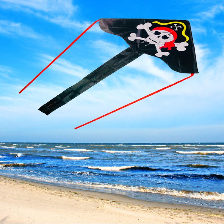 Drache Einleiner Pirat ab 4 Jahre 4 mm Fiberglass 85 x 200 cm Flugdrache Herbst Drachen steigen Ostsee Nordsee