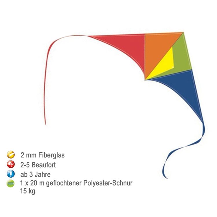 Drache Einleiner bunt Delta Mini ab 3 Jahre 2 mm Fiberglas 50 x 25 cm Flugdrache Herbst Drachen steigen Ostsee Nordsee