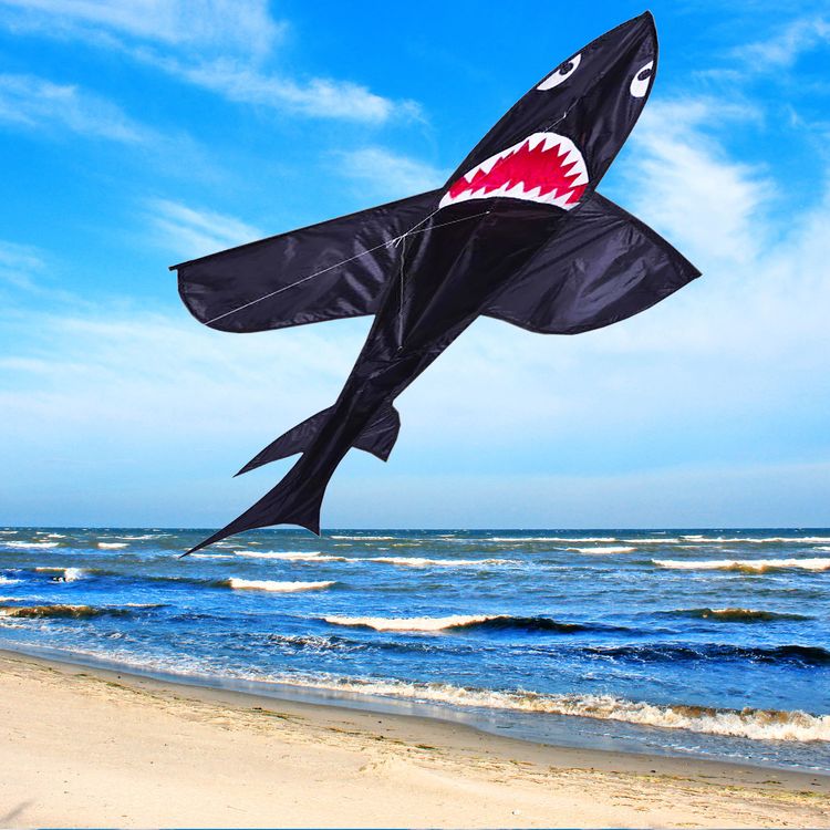 Drache Einleiner Hai Shark 3D ab 6 Jahre 4 mm Fiberglas 132 x 147 cm Flugdrache Herbst Drachen steigen Ostsee Nordsee