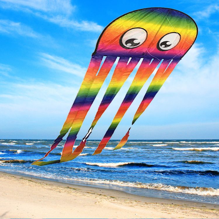 Drache Einleiner Karl Krake bunt 4mm Fiberglas 230x48 cm Flugdrache Drache Einleiner Krake bunt ab 6 Jahre 4 mm Fiberglas 230 x 48 cm Flugdrache Herbst Drachen steigen Ostsee Nordsee