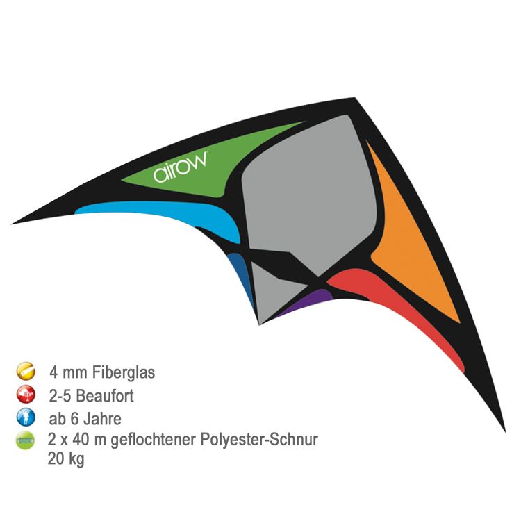 Lenkdrache Barani bunt Zweileiner 4mm Fiberglas 140cm Drache Lenkdrache Barani bunt Zweileiner ab 6 Jahre 4 mm Fiberglas 140 cm Drache Herbst Drachen steigen Ostsee Nordsee