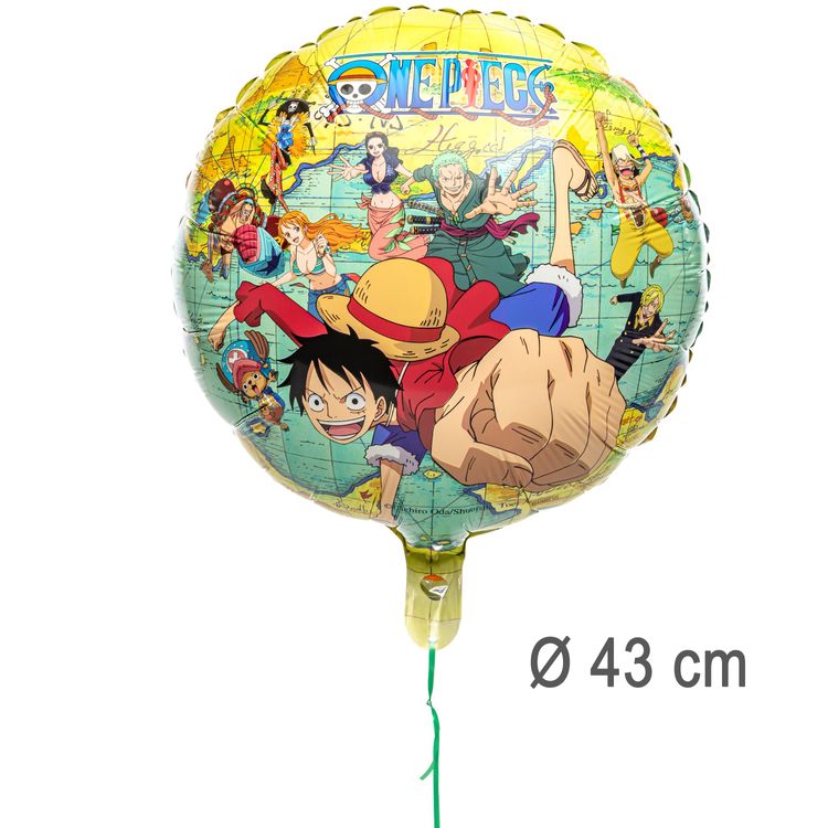 One Piece Folienballon Manga rund ruffy 43 cm Party-Deko Tisch-Deko Dekoration Geburtstag Kindergeburtstag Manga-Party Mottoparty Serie Comic Ballon Luftballon Pirat Seeräuber Luffy