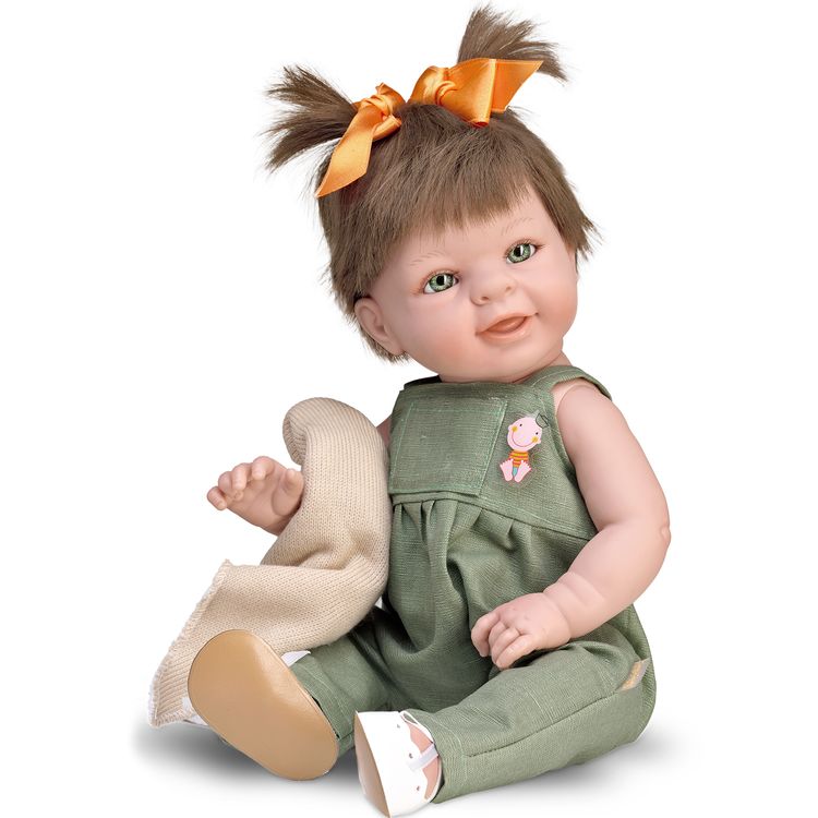 Puppe Lilly 47 cm mit braunen Zöpfen & Bekleidung Spielzeug für Kinder Spielpuppe Babypuppe Spielwaren Geschenk für Kinder Puppenmama