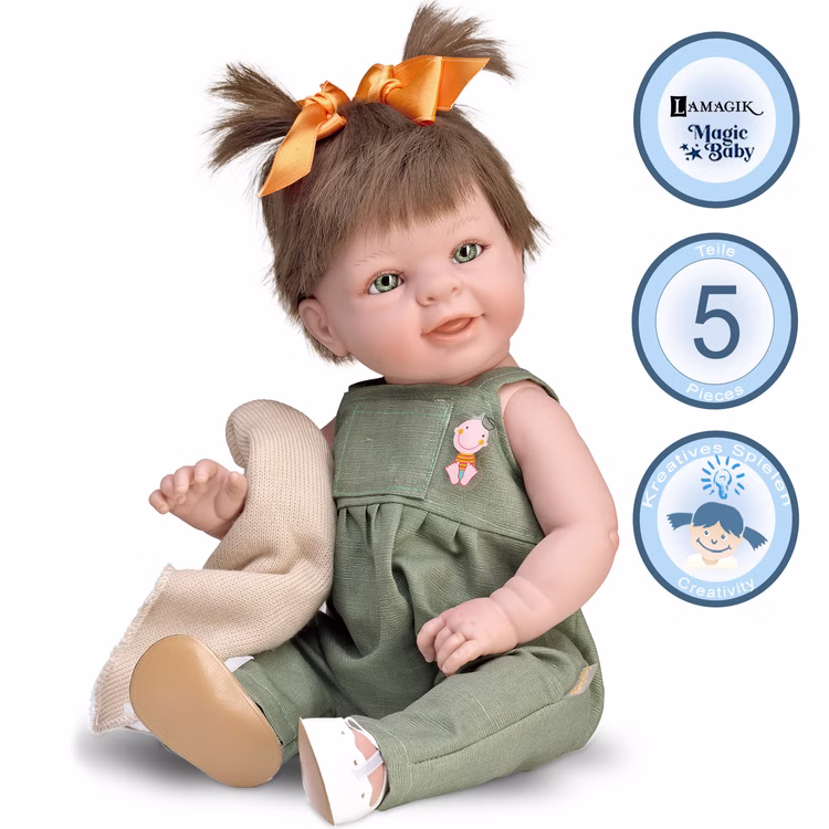Puppe Lilly 47 cm mit braunen Zöpfen & Bekleidung Spielzeug für Kinder Spielpuppe Babypuppe Spielwaren Geschenk für Kinder Puppenmama Puppe Lilly 47 cm mit braunen Zöpfen & Bekleidung Spielzeug für Kinder Spielpuppe Babypuppe Spielwaren Geschenk für Kinder Puppenmama