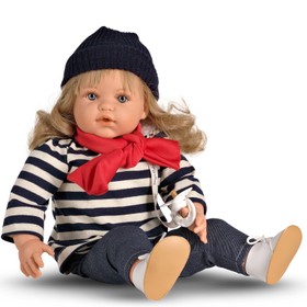 Puppe Merle 47 cm mit Sound Schnuller lange blonde Haare & Bekleidung Spielzeug für Kinder Spielpuppe Babypuppe Spielwaren Geschenk für Kinder Puppenmama
