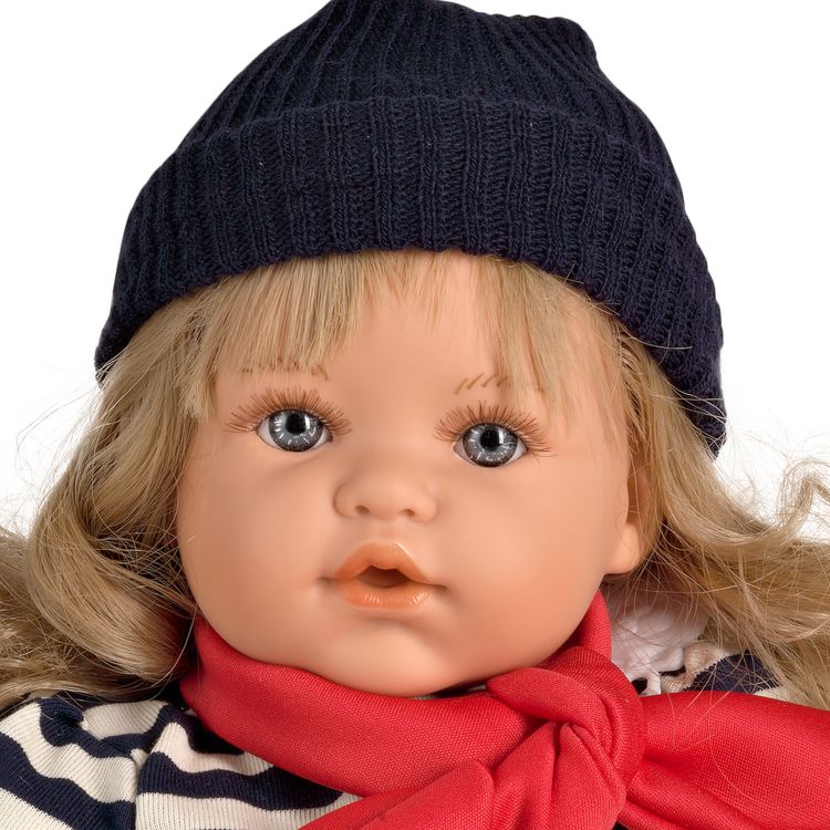 Puppe Merle 47 cm mit Sound Schnuller lange blonde Haare & Bekleidung Spielzeug Puppe Merle 47 cm mit Sound Schnuller lange blonde Haare & Bekleidung Spielzeug für Kinder Spielpuppe Babypuppe Spielwaren Geschenk für Kinder Puppenmama