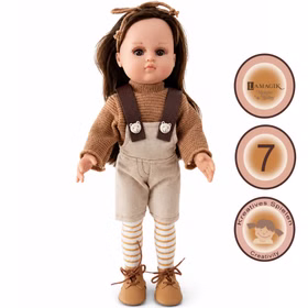 Spielpuppe Johanna 40 cm mit langen Haaren, Kleidung und Zubehör. Hochwertige Puppe made in Spain für kreatives Rollenspiel.
