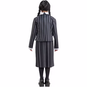 Wednesday Kostüm Schuluniform Wednesday Addams für Kinder Gr. 140-164 schwarz Lizenzkostüm Halloween Fasching Karneval Mottoparty Kinderfasching Gruppenkostüm Familienkostüm