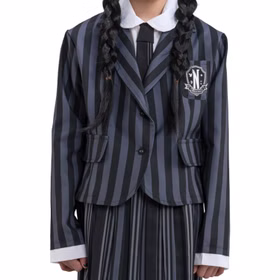 Wednesday Kostüm Schuluniform Wednesday Addams für Kinder Gr. 140-164 schwarz Lizenzkostüm Halloween Fasching Karneval Mottoparty Kinderfasching Gruppenkostüm Familienkostüm