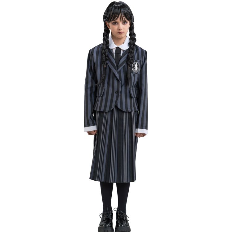 Wednesday Kostüm Schuluniform Wednesday Addams für Kinder Wednesday Kostüm Schuluniform Wednesday Addams für Kinder Gr. 140-164 schwarz Lizenzkostüm Halloween Fasching Karneval Mottoparty Kinderfasching Gruppenkostüm Familienkostüm