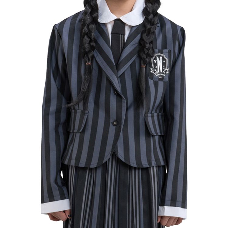 Wednesday Kostüm Schuluniform Wednesday Addams für Kinder Wednesday Kostüm Schuluniform Wednesday Addams für Kinder Gr. 140-164 schwarz Lizenzkostüm Halloween Fasching Karneval Mottoparty Kinderfasching Gruppenkostüm Familienkostüm