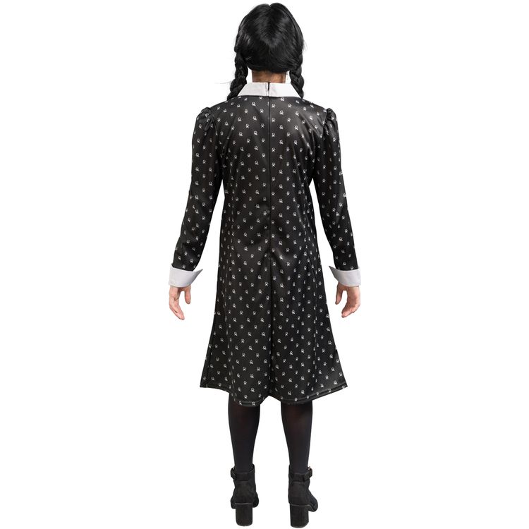 Wednesday Kostüm Halloween Kleid für Kinder Wednesday Kostüm Schuluniform Wednesday Addams für Kinder Gr. 140-164 schwarz Lizenzkostüm Halloween Fasching Karneval Mottoparty Kinderfasching Gruppenkostüm Familienkostüm