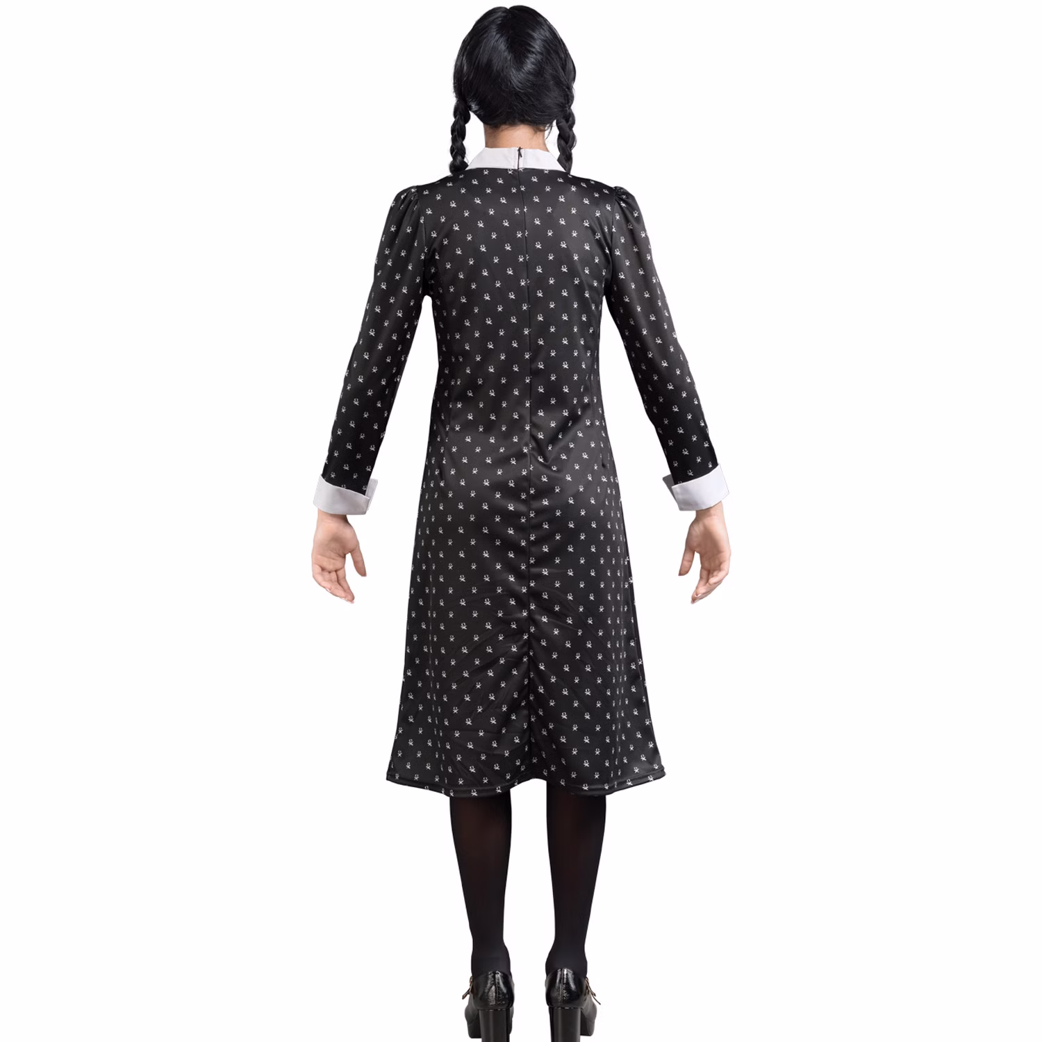Wednesday Kostüm Halloween Kleid schwarz mit weißen Punkten für Damen Gr. XS-L Lizenz-Kostüm Fasching Karneval Mottoparty Gruppenkostüm Familienkostüm