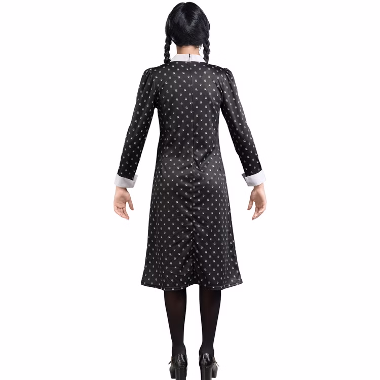 Wednesday Kostüm Halloween Kleid schwarz mit weißen Punkten für Damen Gr. XS-L Lizenz-Kostüm Fasching Karneval Mottoparty Gruppenkostüm Familienkostüm Wednesday Kostüm Halloween Kleid schwarz mit weißen Punkten für Damen Gr. XS-L Lizenz-Kostüm Fasching Karneval Mottoparty Gruppenkostüm Familienkostüm