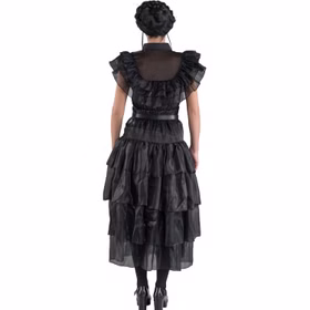 Wednesday Kostüm Ballkleid schwarz Rabenball für Damen Gr. S-L Halloween Lizenz-Kostüm Fasching Karneval Mottoparty Gruppenkostüm Familienkostüm