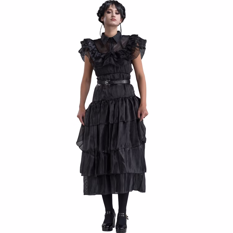 Wednesday Kostüm Ballkleid schwarz Rabenball für Damen Gr. S-L Halloween Lizenz-Kostüm Fasching Karneval Mottoparty Gruppenkostüm Familienkostüm Wednesday Kostüm Ballkleid schwarz Rabenball für Damen Gr. S-L Halloween Lizenz-Kostüm Fasching Karneval Mottoparty Gruppenkostüm Familienkostüm