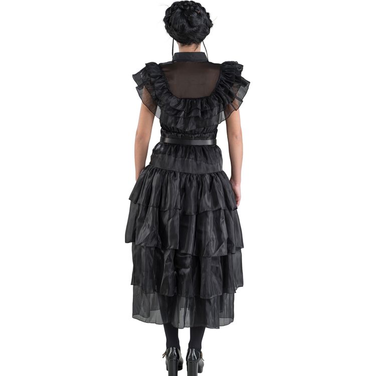 Wednesday Kostüm Ballkleid schwarz Rabenball für Damen Wednesday Kostüm Ballkleid schwarz Rabenball für Damen Gr. S-L Halloween Lizenz-Kostüm Fasching Karneval Mottoparty Gruppenkostüm Familienkostüm