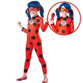 Miraculous Kostüm Ladybug Deluxe mit Tikki Marienkäfer Plüschfigur für Kinder 5-8 Jahre Lizenz-Kostüm Filmheld Serienheld TV Fasching Karneval Mottoparty Kinderfasching Kindergeburtstag