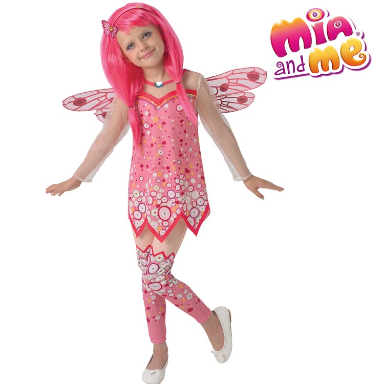 Mia and Me Kostüm Deluxe Elfe Mia für Kinder 3-8 Jahre pink Kleid mit Flügeln Filmheld Serienheld Fasching Karneval Mottoparty Kinderfasching Kindergeburtstag