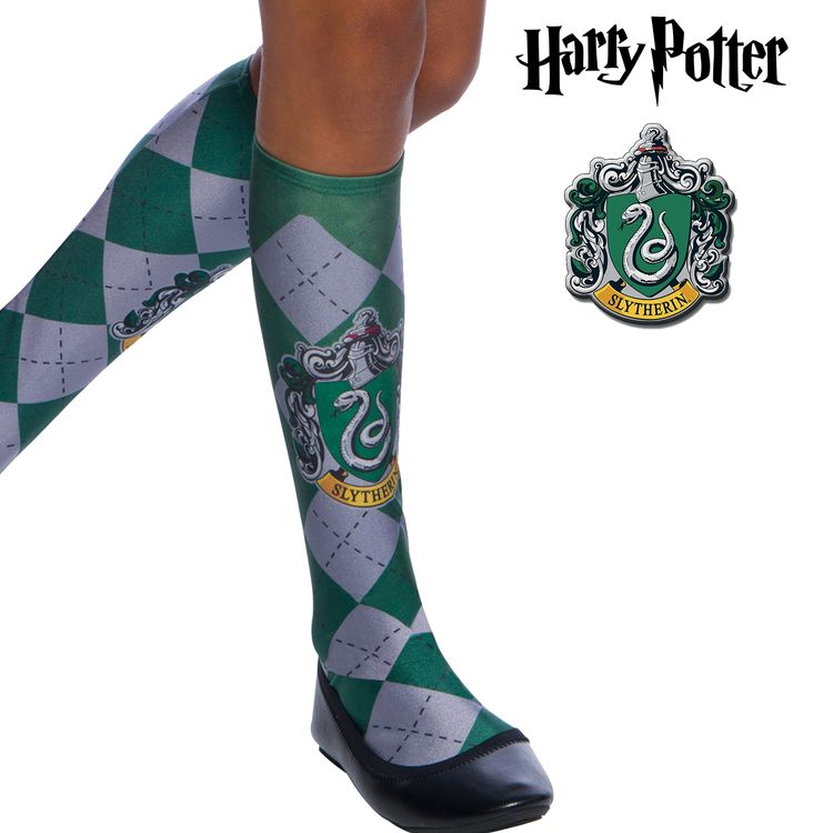 Slytherin Socken grün-silbern kariert Harry Potter für Kinder und Erwachsene Slytherin Socken grün-silbern kariert Harry Potter Kostüm-Zubehör Fasching Karneval Mottoparty