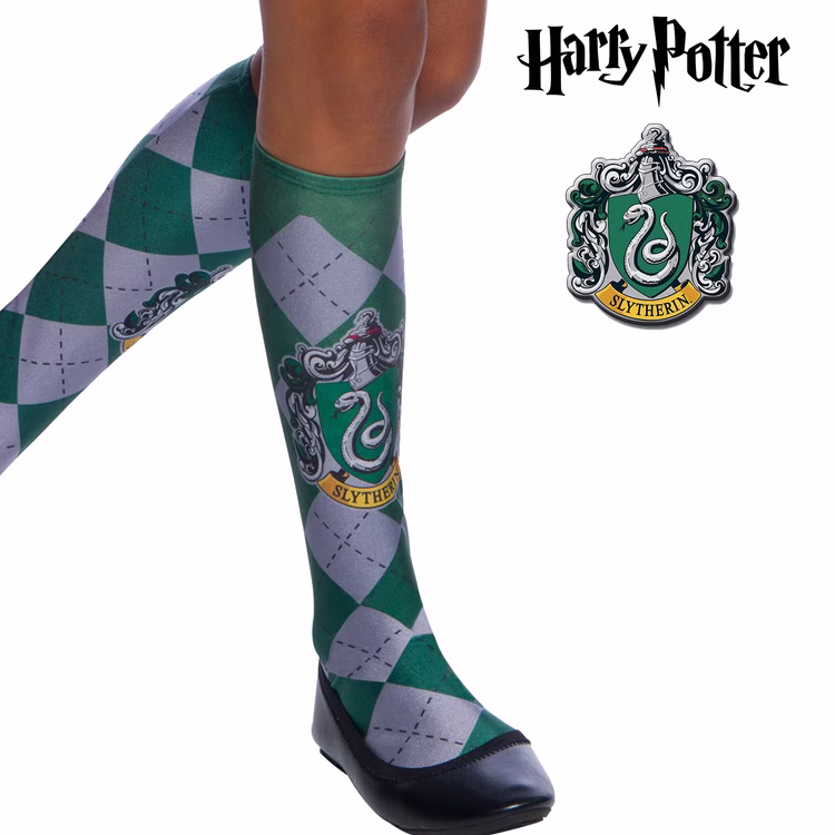 Slytherin Socken grün-silbern kariert Harry Potter Kostüm-Zubehör Fasching Karneval Mottoparty Slytherin Socken grün-silbern kariert Harry Potter Kostüm-Zubehör Fasching Karneval Mottoparty