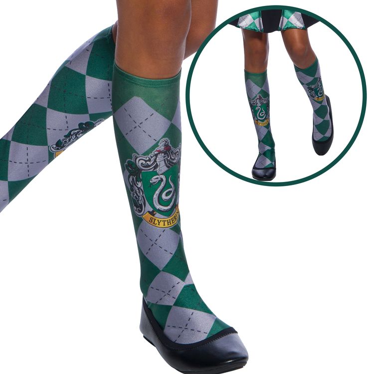Slytherin Socken grün-silbern kariert Harry Potter für Kinder und Erwachsene Slytherin Socken grün-silbern kariert Harry Potter Kostüm-Zubehör Fasching Karneval Mottoparty