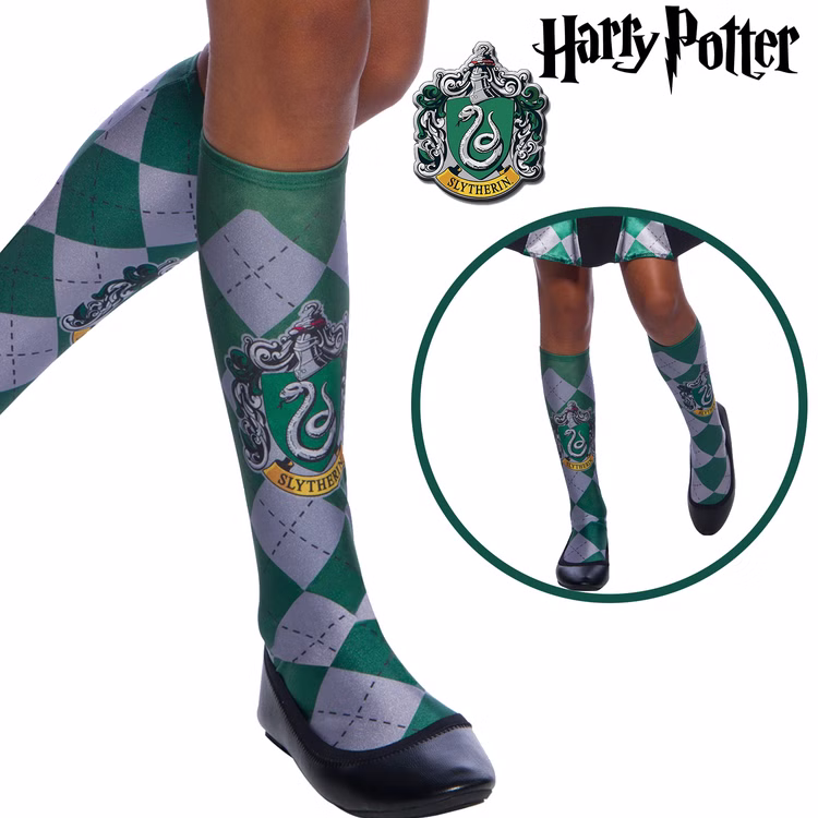 Slytherin Socken grün-silbern kariert Harry Potter Kostüm-Zubehör Fasching Karneval Mottoparty Slytherin Socken grün-silbern kariert Harry Potter Kostüm-Zubehör Fasching Karneval Mottoparty