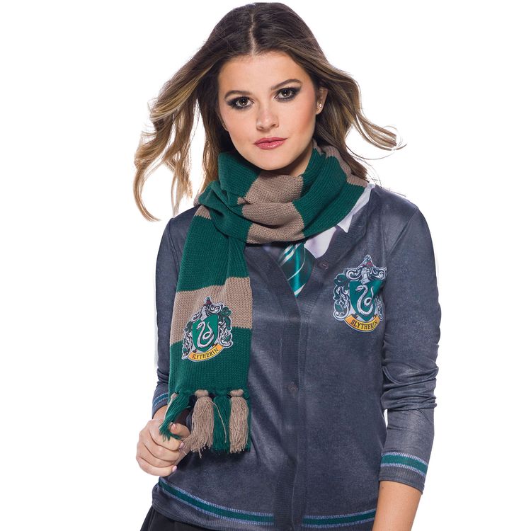 Slytherin Schal grün-weiß gestreift Harry Potter Kostüm-Zubehör Slytherin Schal grün-silbern gestreift Harry Potter Kostüm-Zubehör Fasching Karneval Mottoparty