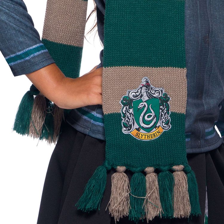 Slytherin Schal grün-weiß gestreift Harry Potter Kostüm-Zubehör Slytherin Schal grün-silbern gestreift Harry Potter Kostüm-Zubehör Fasching Karneval Mottoparty