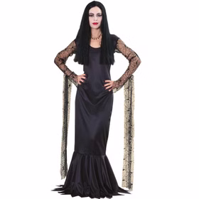 Morticia Addams Kostüm Halloween-Kleid schwarz für Damen Gr. S-L Serie The Addams Family Fasching Karneval Mottoparty Halloween Familienkostüm Gruppenkostüm