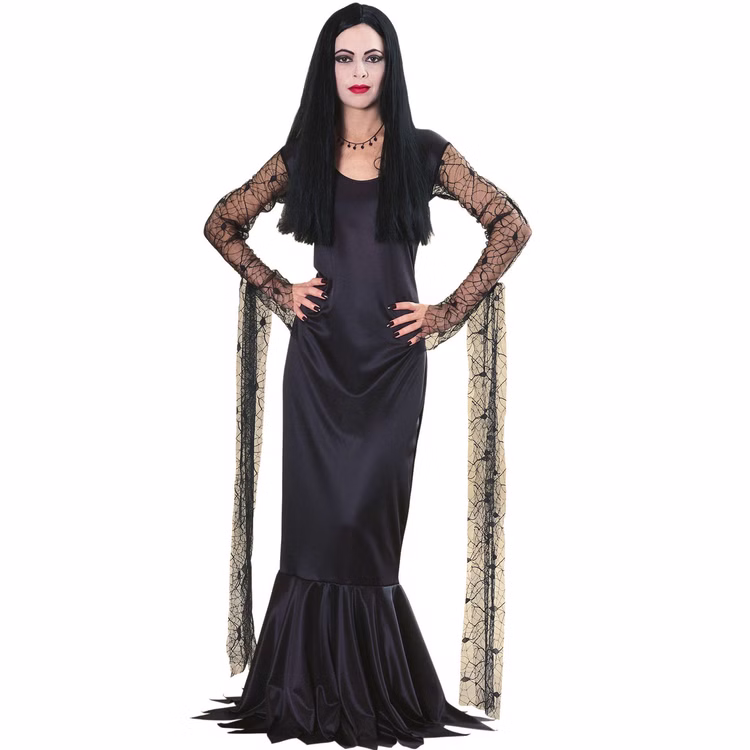 Morticia Addams Kostüm Halloween-Kleid schwarz für Damen Gr. S-L Serie The Addams Family Fasching Karneval Mottoparty Halloween Familienkostüm Gruppenkostüm Morticia Addams Kostüm Halloween-Kleid schwarz für Damen Gr. S-L Serie The Addams Family Fasching Karneval Mottoparty Halloween Familienkostüm Gruppenkostüm