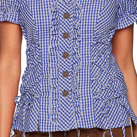Oktoberfest Bluse Trachtenbluse für Damen Gr. 40-44 blau weiß kariert Wiesn Wasen Fasching Karneval Mottoparty Oktoberfest Bluse Trachtenbluse für Damen Gr. 40-44 blau weiß kariert Wiesn Wasen Fasching Karneval Mottoparty