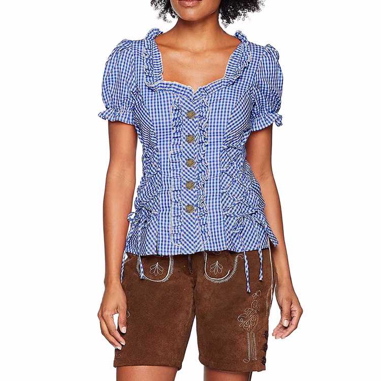 Oktoberfest Bluse Trachtenbluse für Damen Gr. 40-44 blau weiß kariert Wiesn Wasen Fasching Karneval Mottoparty Oktoberfest Bluse Trachtenbluse für Damen Gr. 40-44 blau weiß kariert Wiesn Wasen Fasching Karneval Mottoparty