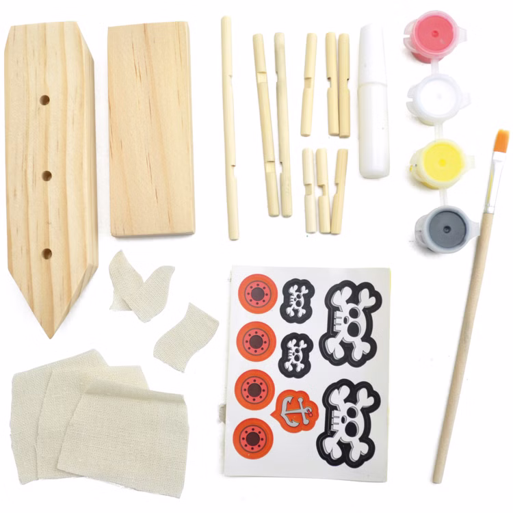 Piratenschiff aus Holz zum selber bauen & anmalen für Kinder Spielzeug DIY Spielwaren Basteln Malen Basteln mit Kindern Piratenschiff aus Holz zum selber bauen & anmalen für Kinder Spielzeug DIY Spielwaren Basteln Malen Basteln mit Kindern