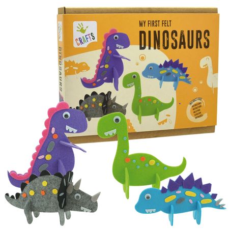 Dinosaurier Bastel-Set aus Filz mit Wackelaugen 4 Stück für Kinder