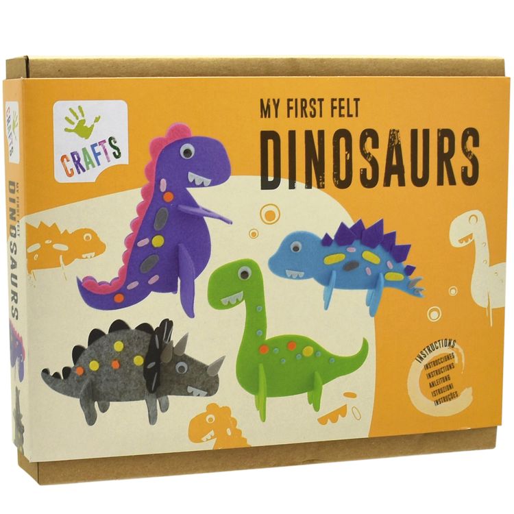 Dinosaurier Bastel-Set aus Filz mit Wackelaugen 4 Stück für Kinder