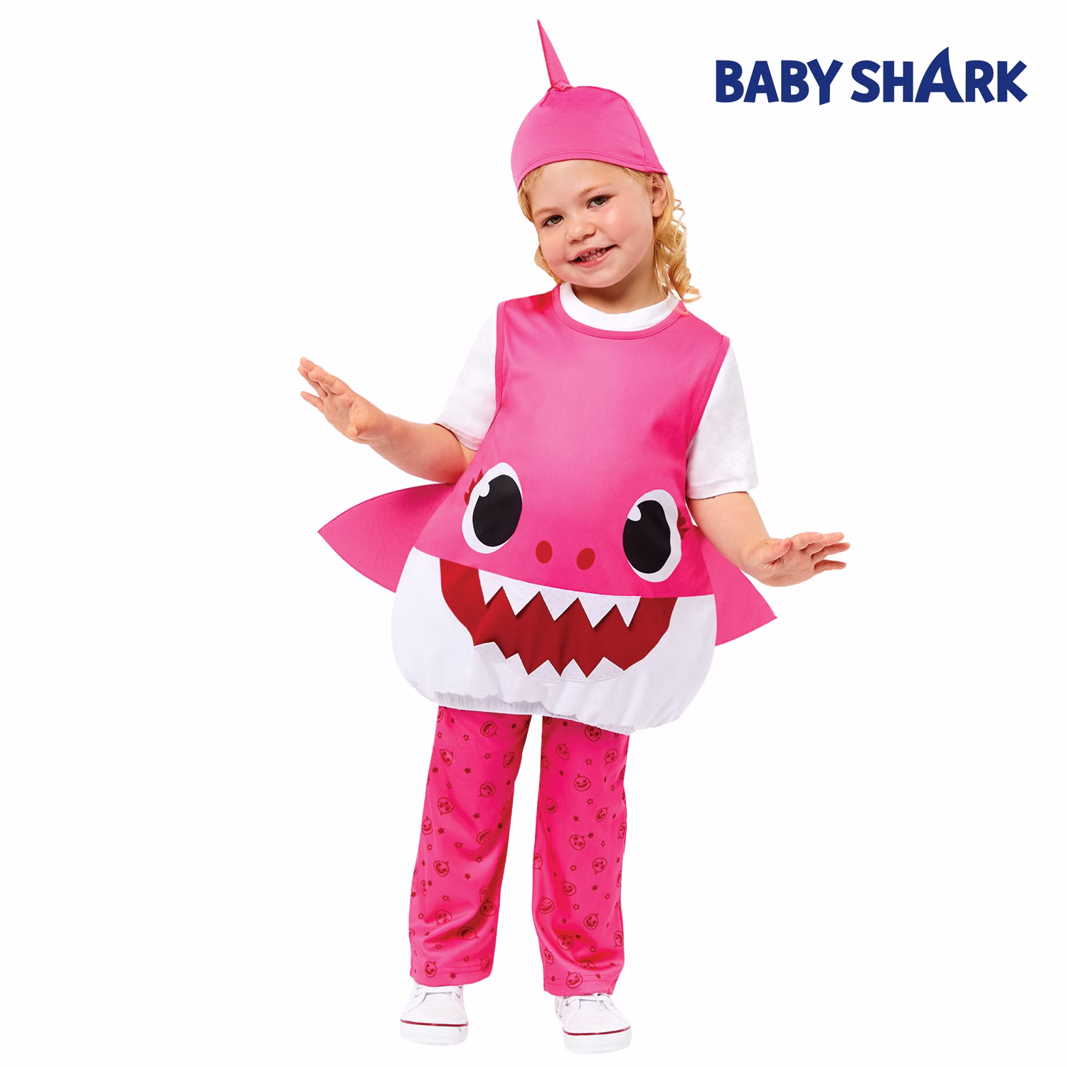 Baby Shark Kostüm kleiner Hai für Kinder Gr. 92-104 rosa Tier Lizenz-Kostüm Tierkostüm Meeresbewohner Raubtier Fasching Karneval Mottoparty Kinderfasching