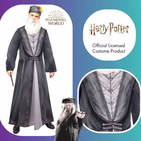 Dumbledore Kostüm Harry Potters Schulleiter für Herren Gr. M-XL grau Fasching Karneval Mottoparty Paar- und Gruppenkostüm Lizenzkostüm