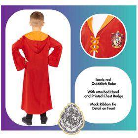 Harry Potter Kostüm Quidditch Umhang Gryffindor für Kinder 4-12 Jahre rot-gold Fasching Karneval Mottoparty Familienkostüm