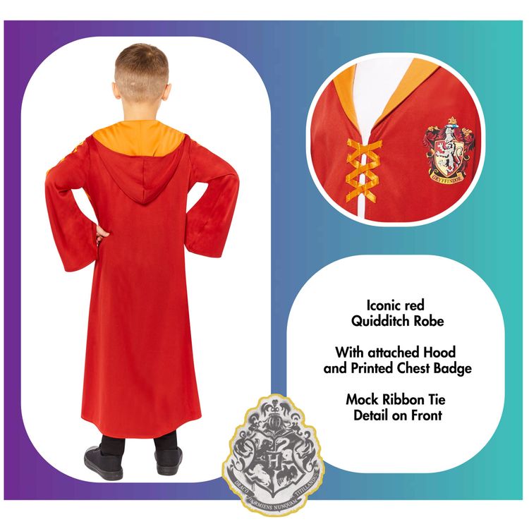 Harry Potter Kostüm Quidditch Umhang Gryffindor rot-gold für Kinder Harry Potter Kostüm Quidditch Umhang Gryffindor für Kinder 4-10 Jahre rot-gold Fasching Karneval Mottoparty Familienkostüm