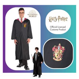 Harry Potter Kostüm Gryffindor Umhang mit Zauberstab für Herren Gr. M-XXL Hogwarts Zauberer Zauberschüler Film Filmheld Fasching Karneval Mottoparty Paar- und Gruppenkostüme