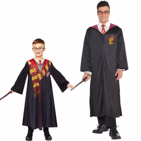 Harry Potter Kostüm Gryffindor Umhang mit Zauberstab für Herren Gr. M-XXL Hogwarts Zauberer Zauberschüler Film Filmheld Fasching Karneval Mottoparty Paar- und Gruppenkostüme
